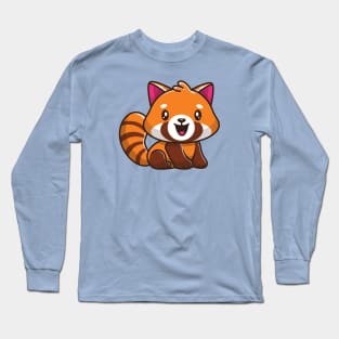 Cute Red Panda Sitting Cartoon Long Sleeve T-Shirt